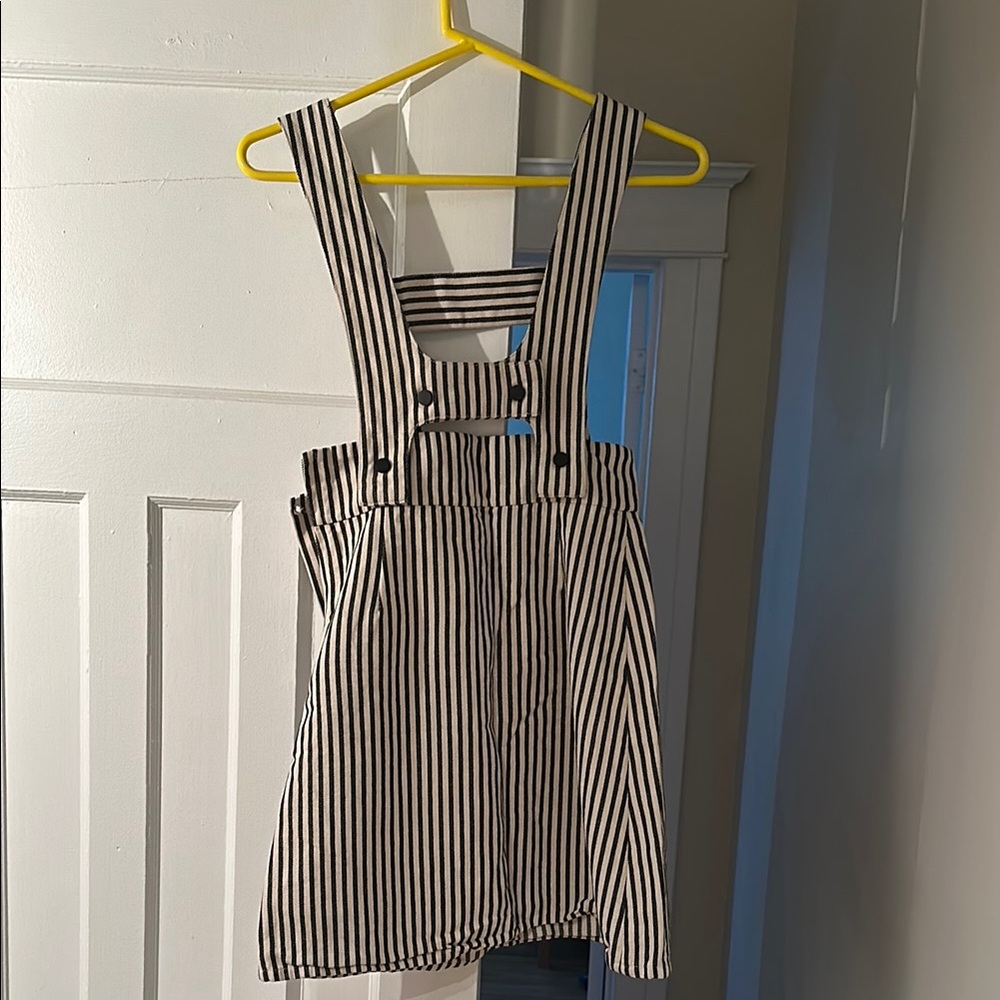 Striped Black and White Pinafore Dress